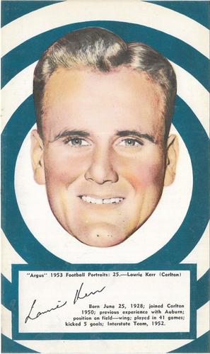 1953 Argus Football Portraits #25 Laurie Kerr Front